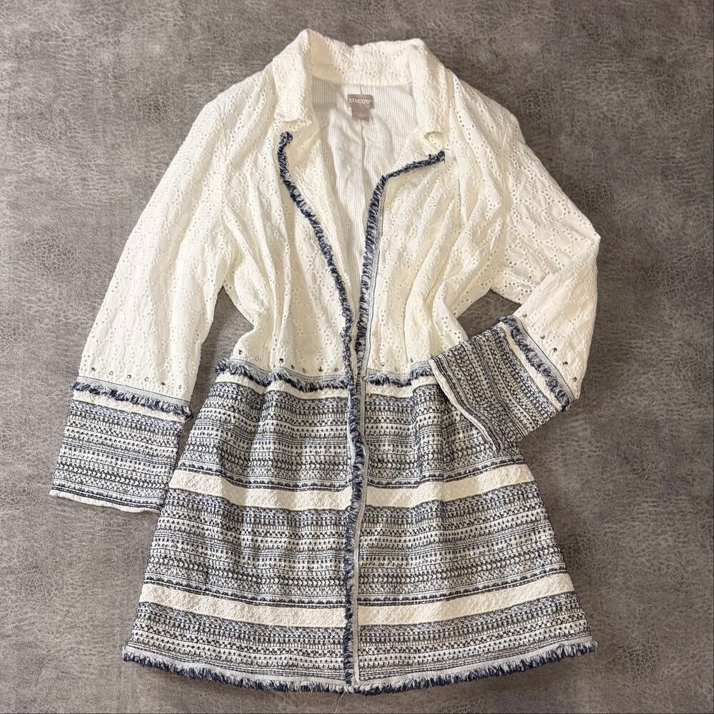 Chicos White Eyelet Embroidered Boho Cover Up